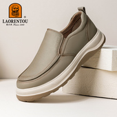 2025秋季 时尚 新款 老人头男鞋 男士 休闲皮鞋 简约风一脚蹬舒适通勤鞋