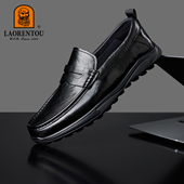 男士 休闲皮鞋 男鞋 真皮懒人乐福鞋 皮也需透气？ 老人头2026新款