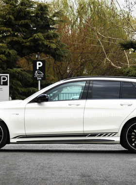 奔驰新款AMG C43车贴拉花 C63旅行版B级C级专用车身侧裙运动贴纸