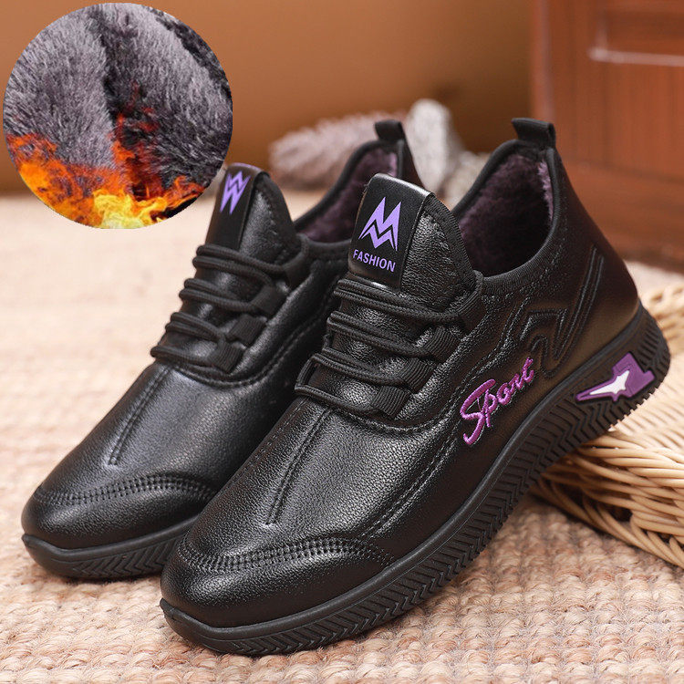 老北京皮面冬季棉鞋女防滑保暖妈妈皮靴加绒加厚运动休闲防水棉靴,女鞋,时尚雪地靴,淘宝优惠券,粉丝福利购,淘宝优惠卷