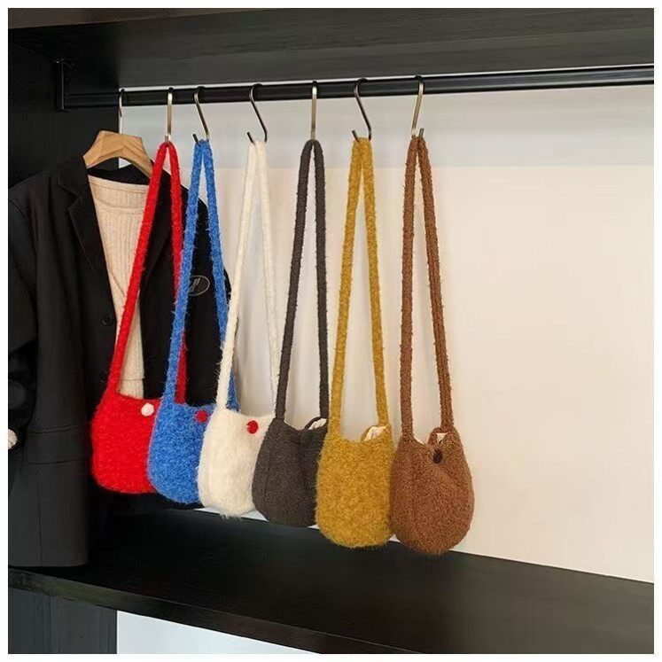 2025自制鸡蛋包包马卡龙毛绒椭圆可爱小斜挎单肩背包女蛋壳毛呢包