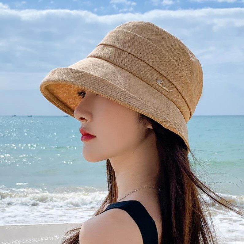 帽子女款2026新款棉麻透气渔夫帽子女春夏季百搭时尚防晒遮阳盆帽
