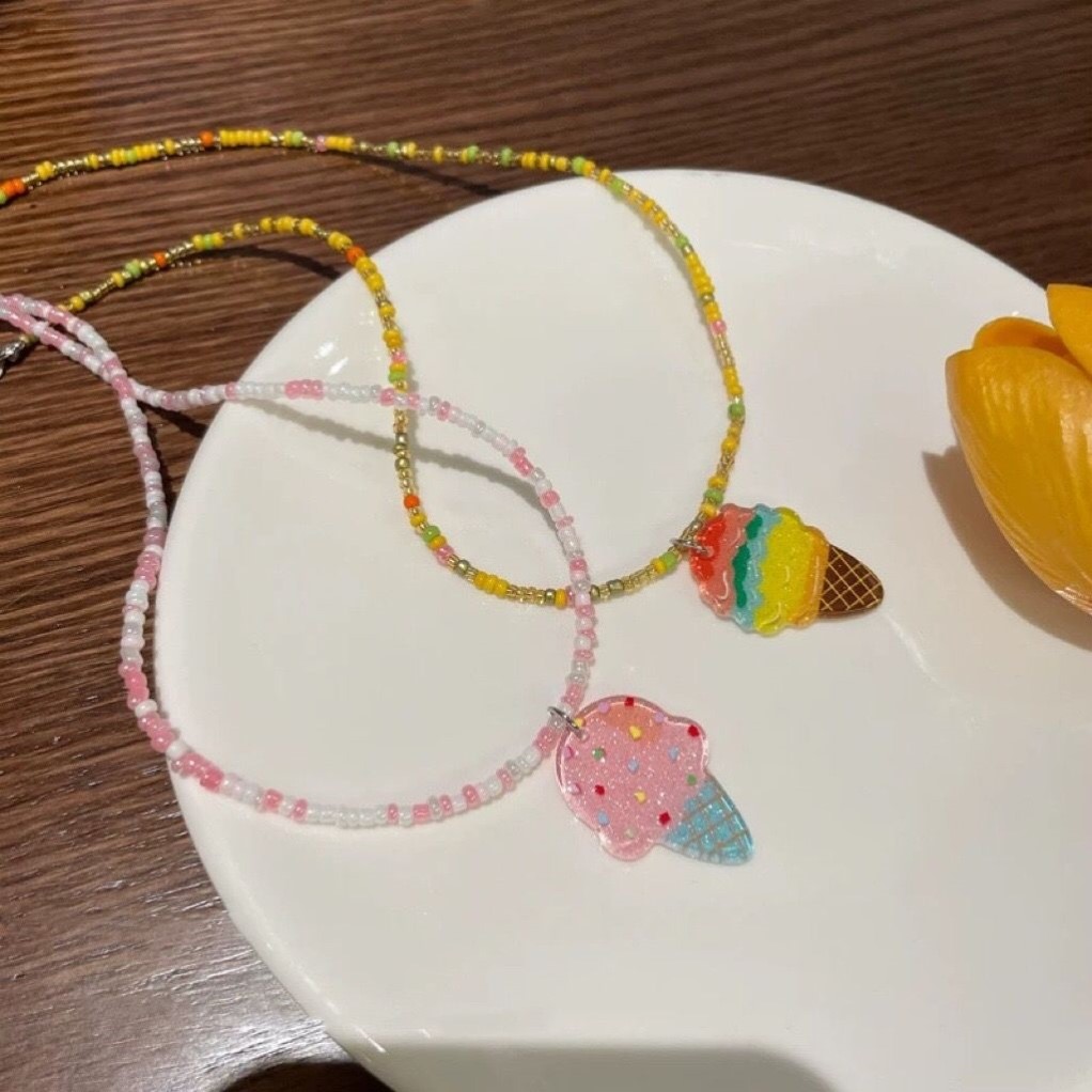 儿童配饰冰淇淋多巴胺串珠项链宝宝颈链首饰小女孩可爱锁骨链饰品