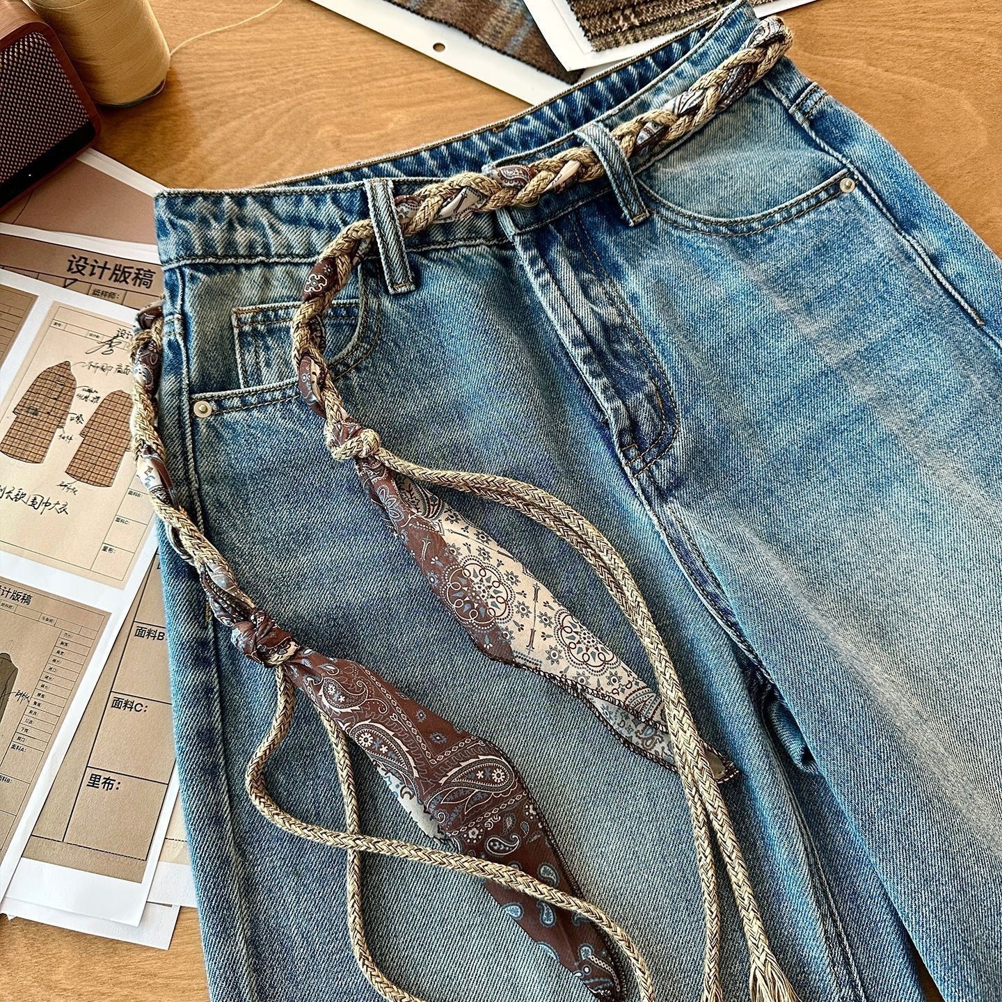 手工编织腰带女款配裙子百搭复古牛仔裤腰间配饰串珠流苏腰绳系带