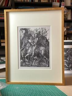 博物馆级复制 丢勒 骑士死神与魔鬼 艺术微喷 实木相框装裱