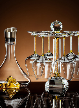 高档轻奢水晶玻璃红酒杯套装家用金钻高脚葡萄酒杯子醒酒器酒具