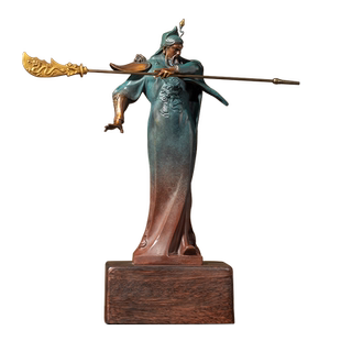 《智勇双全》全黄铜关公摆件关羽关二爷武财神铜像客厅办公室