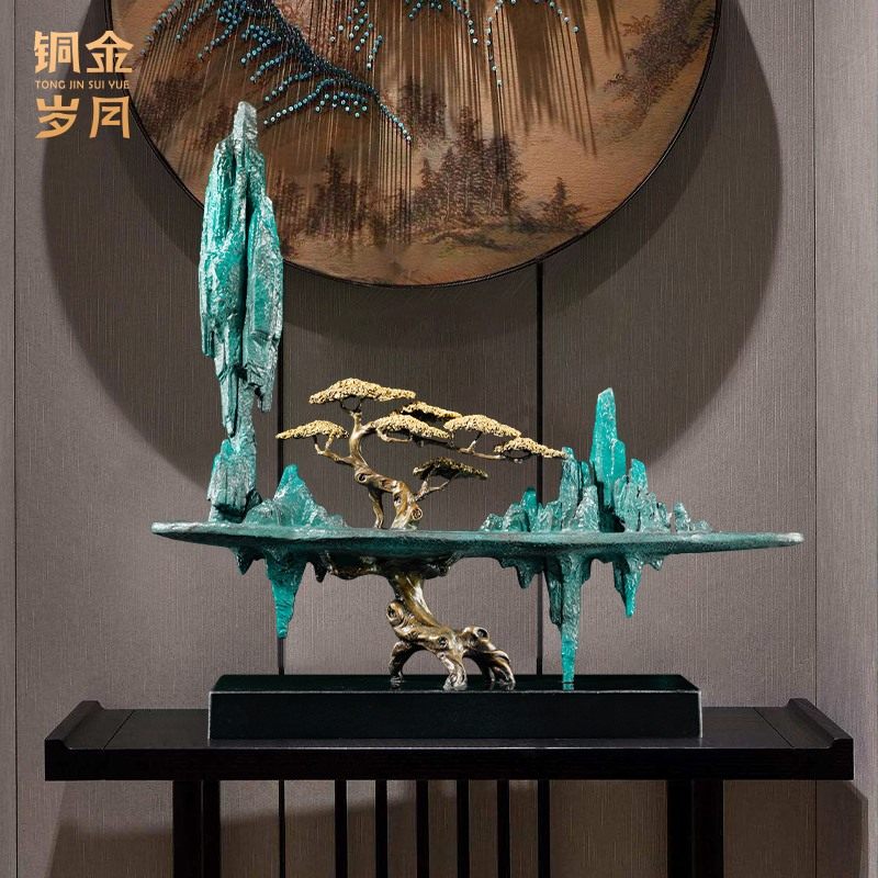 高山流水铜器铜摆件工艺品新中式酒店会所茶楼别墅家居客厅装饰品,家居饰品,装饰摆件,淘宝优惠券,粉丝福利购,淘宝优惠卷