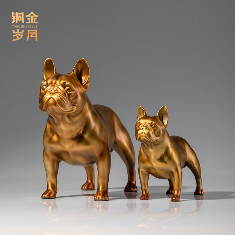 《法斗萌犬》铜金岁月法斗犬黄铜狗摆件工艺品铜器客厅办公室装饰