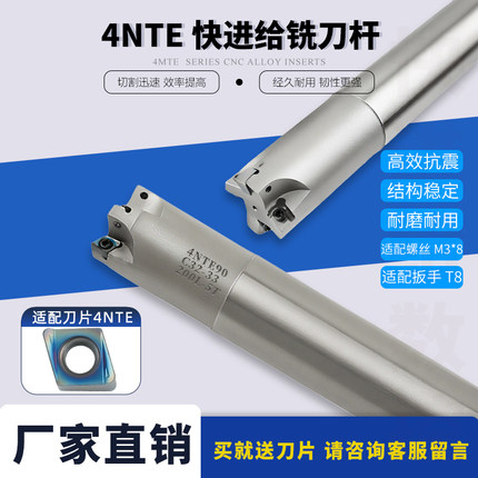 数控刀杆铣刀杆4NTE90-C16-16-120-2T双面刀片快进给铣刀杆4NKT