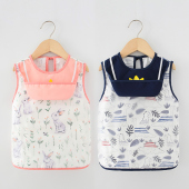 反穿衣 款 宝宝吃饭罩衣儿童纯棉防脏围裙婴儿喂饭围兜夏季 防水无袖