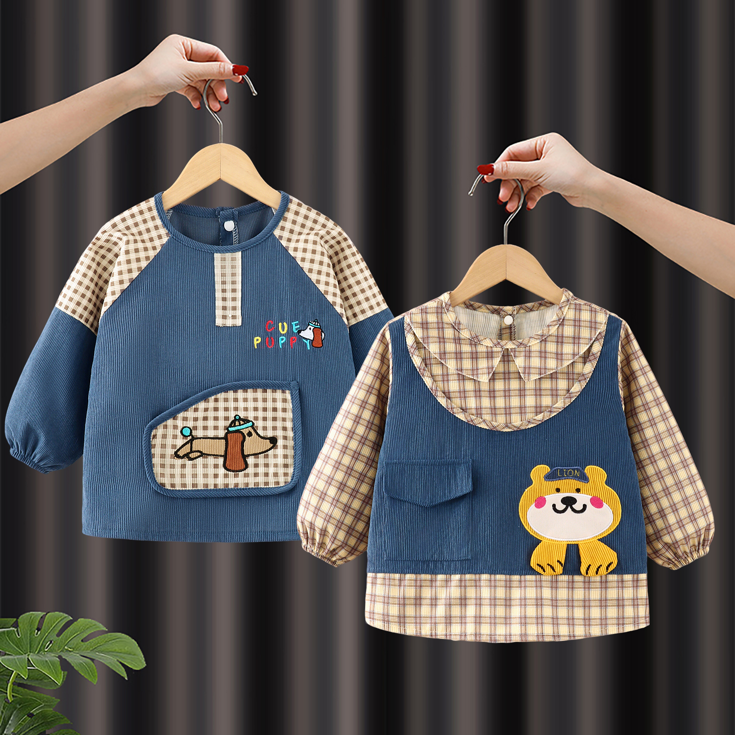 灯芯绒儿童罩衣防水防脏