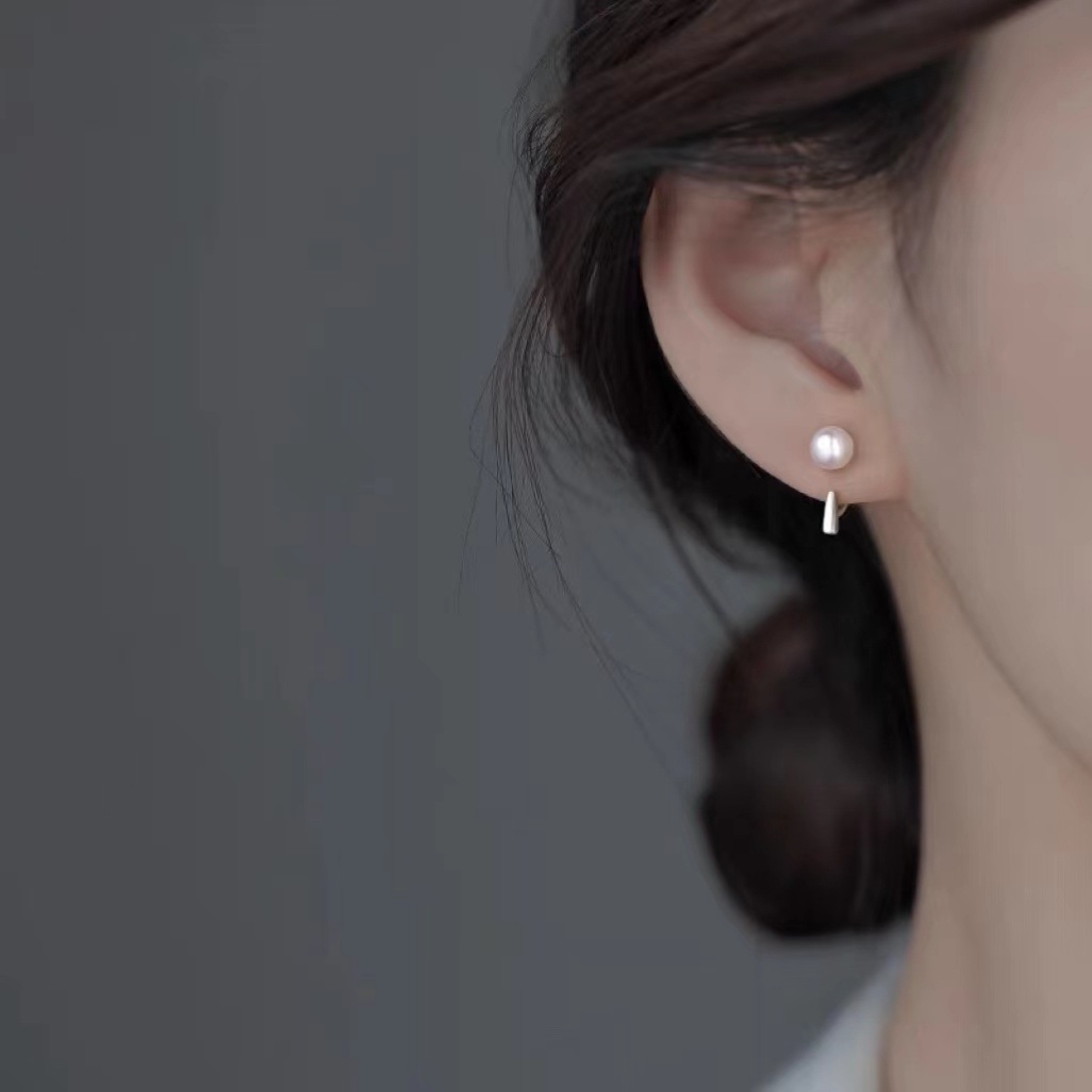 S银耳环9999纯银女正品纯银足银耳钉养耳洞送妈妈款珍珠女夏气质