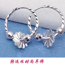 香港纯银耳环9999纯银女正品千足银2025新款爆款高级感大耳圈耳饰