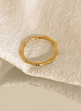 日韩小众设计感竹节戒指女钛钢不掉色简约指环时尚高级感网红手饰