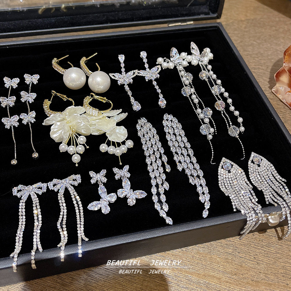 925银针锆石流苏耳环轻奢高级感小众设计感耳坠新款大气夸张耳饰,饰品/流行首饰/时尚饰品新,银饰耳饰,淘宝优惠券,粉丝福利购,淘宝优惠卷