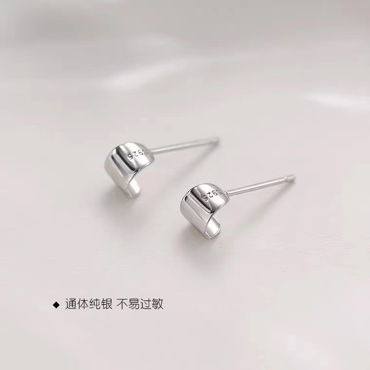 925纯银几何耳钉女2025年新款潮酷轻奢简约小众冷淡风in耳骨钉