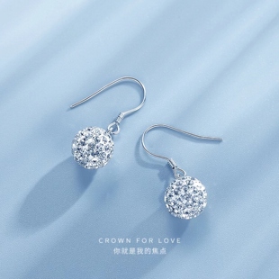 S银耳环9999纯银女正品纯银足银耳钉养耳洞送妈妈款耳坠年潮高级