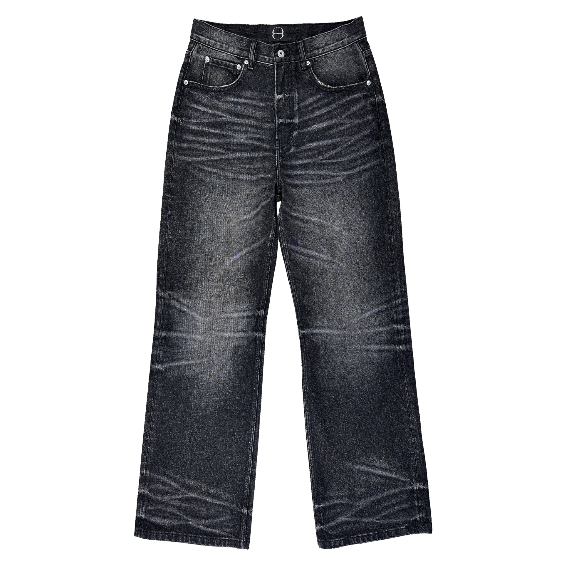 B72 原创潮牌【黑水鬼】牛王水洗做旧手工立体猫须牛仔裤男女夏季