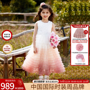 法国Q.cutians礼服女童百搭蓬蓬裙女孩演出三色礼服生日礼物