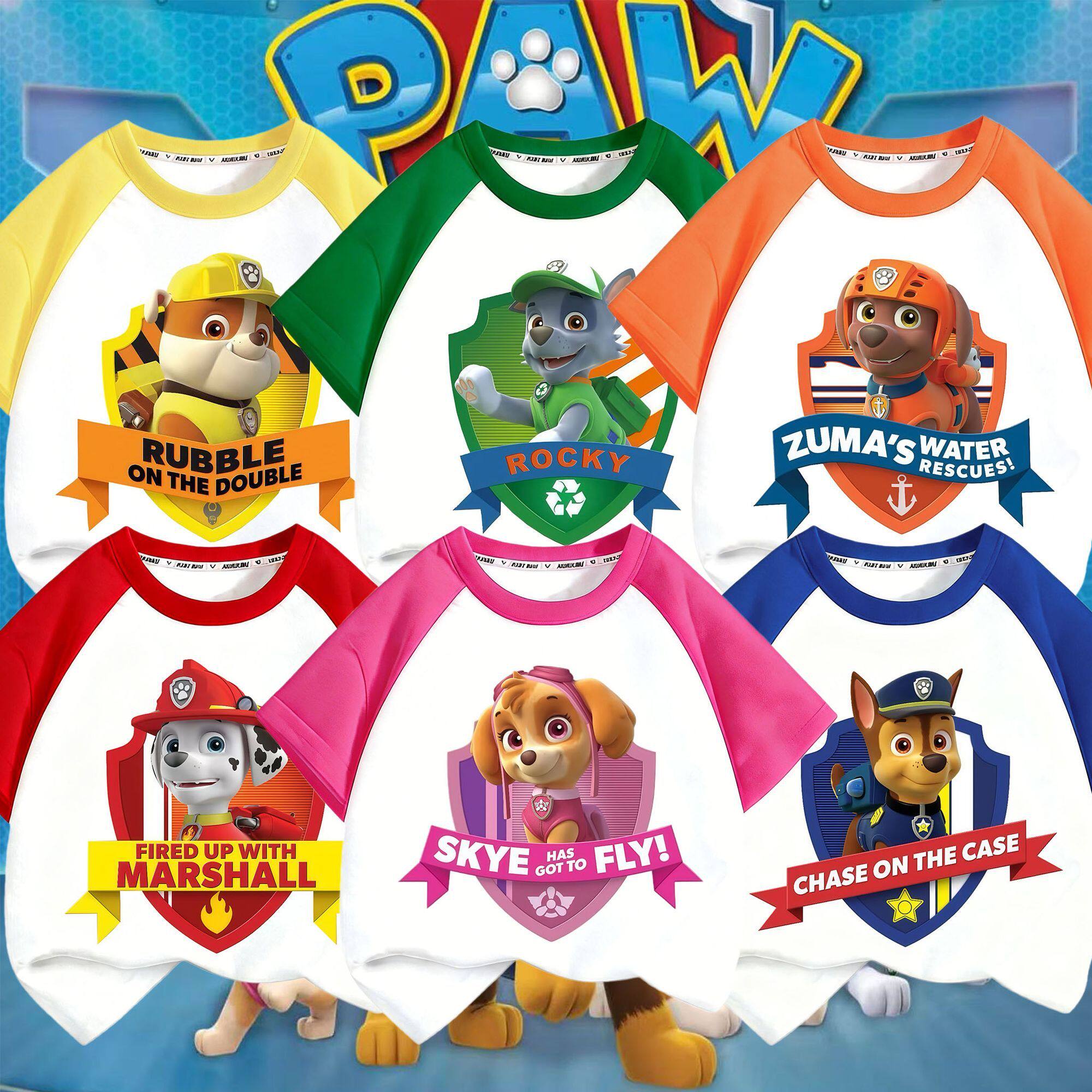 汪汪队童装男童短袖拼接夏季2026新款夏装儿童宝宝女孩休闲上衣