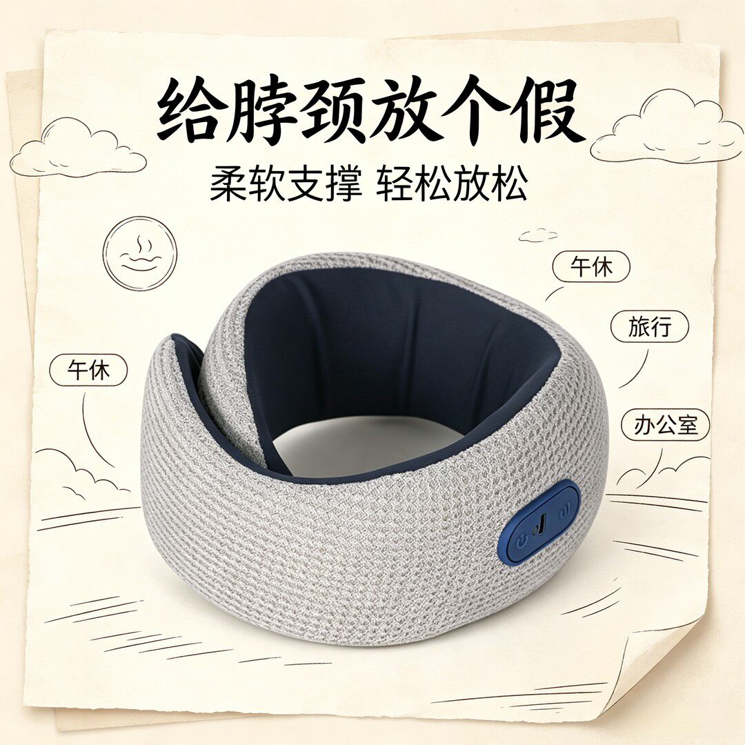 U型充电升温震动颈椎按摩枕