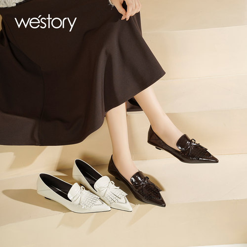 westory2026秋季新款法式内增高单鞋职场女气质高级坡跟皮鞋女鞋