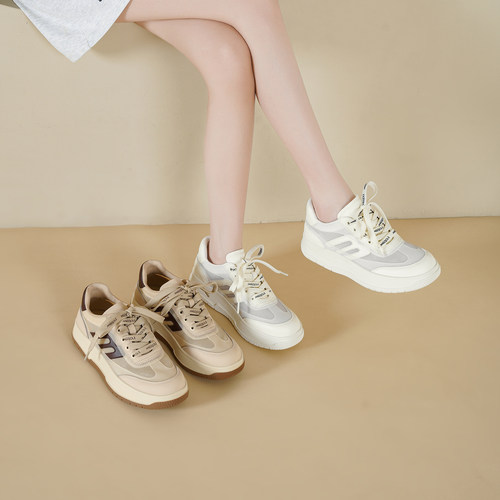 westory2026新款网面透气女鞋厚底系带透气百搭舒适阿甘鞋运动鞋