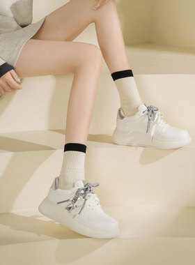 westory2025新款女真皮厚底小白鞋女百搭潮流运动休闲鞋76701