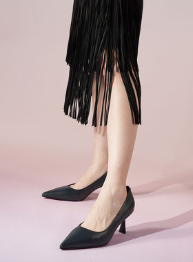 westory2025新款法式尖头细跟高跟鞋女轻熟风优雅百搭浅口单鞋