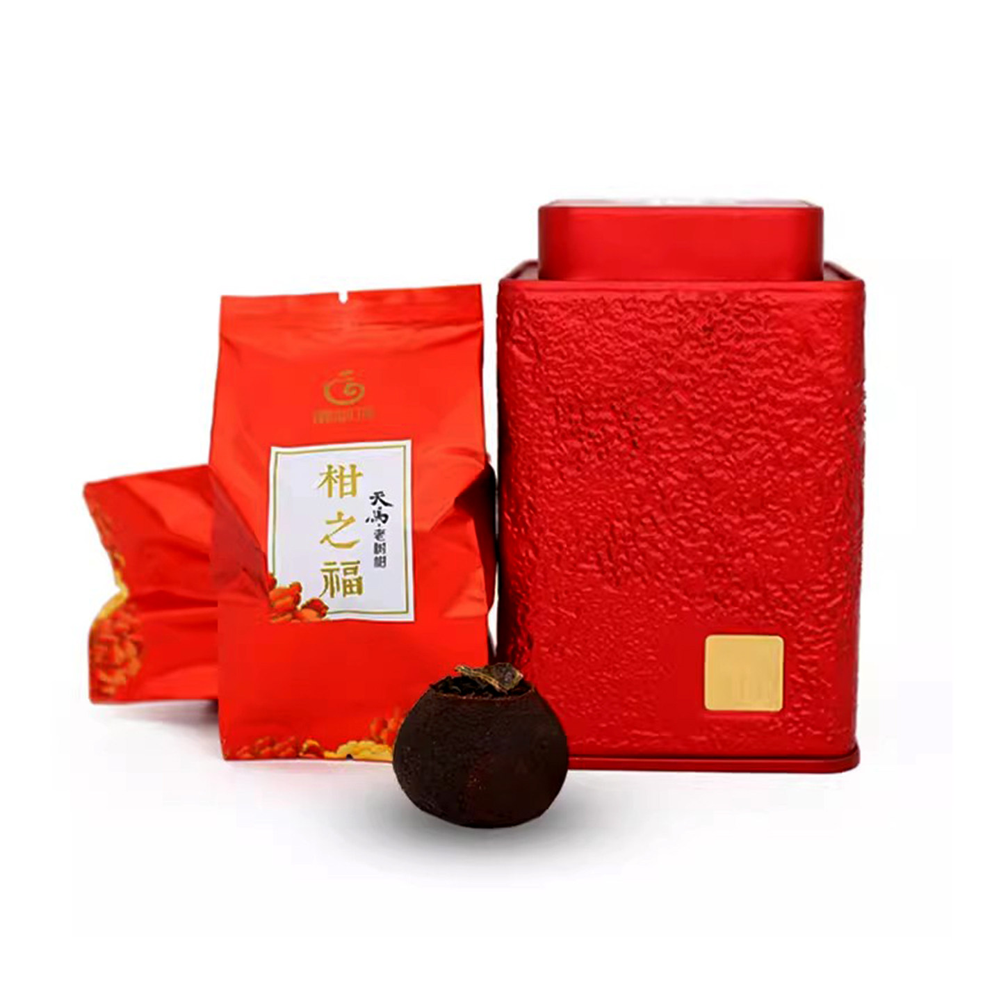 福柑源柑之福正宗新会天马老陈皮普洱茶柑普茶熟普大红柑100g茶叶