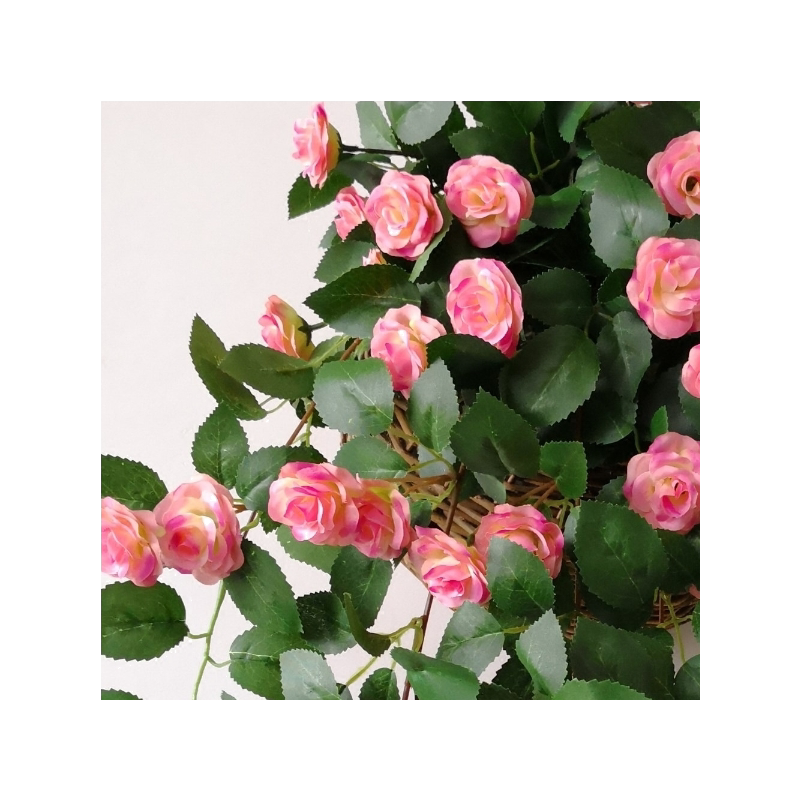 春节热卖11叉壁挂玫瑰藤条室内墙挂仿真花假花绢花藤蔓吊篮装饰花
