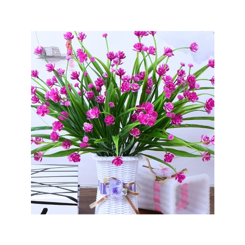 餐厅玫瑰卧室婚庆布艺过年阳台新房茶几仙客来朔料干花花束花蓝