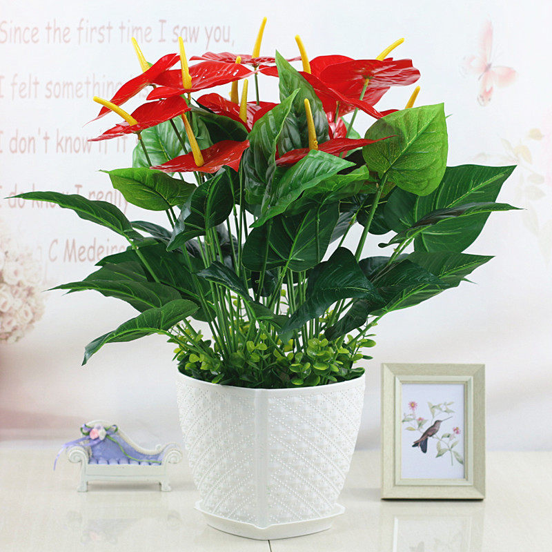 仿真假花草绿植红掌假花客厅装饰绿植物落地假花盆栽摆设舞台盆景