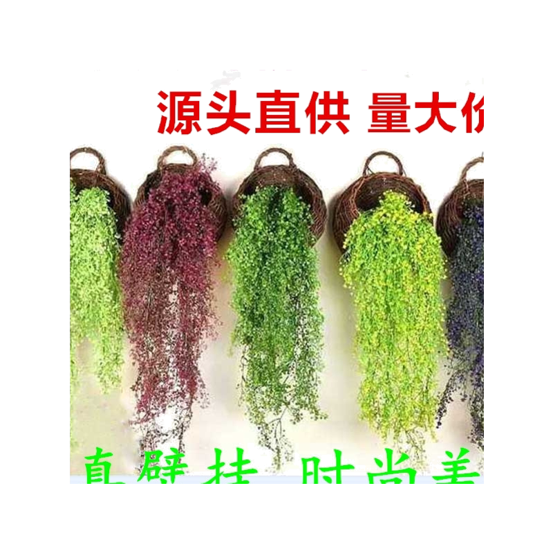 垂吊情人泪客厅墙面挂绿塑料花