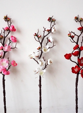 仿真桃花树饰品梅花枝新年装饰花插花中式艺术假花梅花套装包邮
