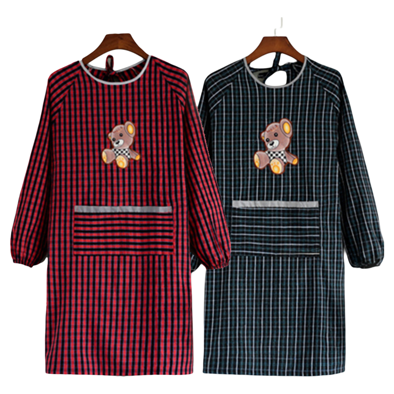 老粗布棉布纯棉罩衣反穿衣绑带工作服干活上班家用防护服外穿衣服