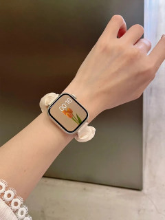 适用苹果手表applewatchSE78高级感小清新法式发圈表带iwatch65女