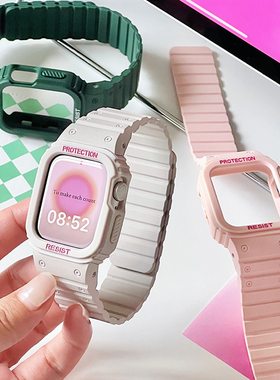 适用苹果手表applewatch78SE一体磁吸运动小方块表带iWatch56男女