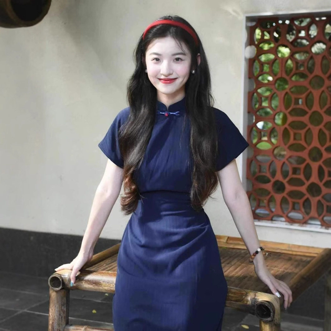 新中式国风【北平往事】复古文艺改良旗袍女2025夏季新短袖连衣裙