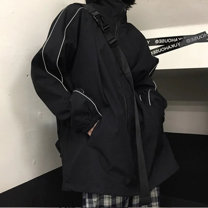男女同款vintage反光外套女宽松韩国ins原宿风潮bf学生休闲棒球服
