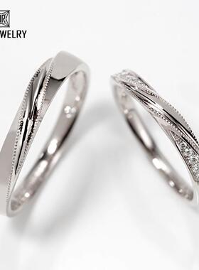 PT950铂金戒指结婚钻石婚戒订婚情侣对戒求婚男女白金简约定制