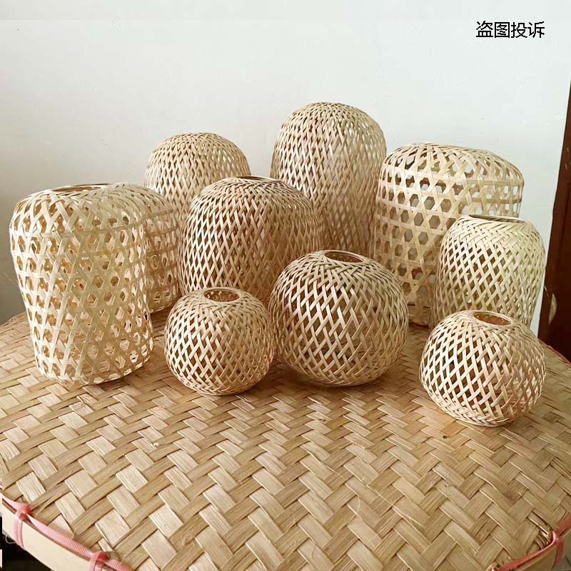 精品竹编灯笼纯手工制作灯罩居家吊灯复古禅意休闲装饰带灯座灯泡