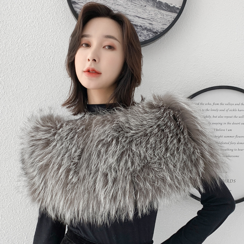 秋冬季女士新款保暖时尚狐狸毛皮草披肩大围脖两用