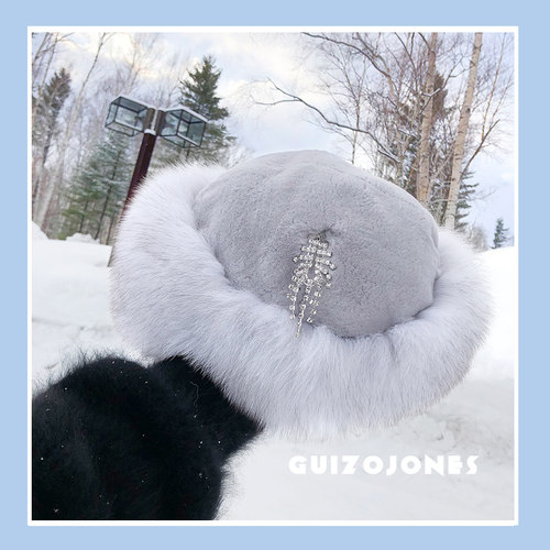 秋冬新款韩版女獭兔帽顶真毛帽子