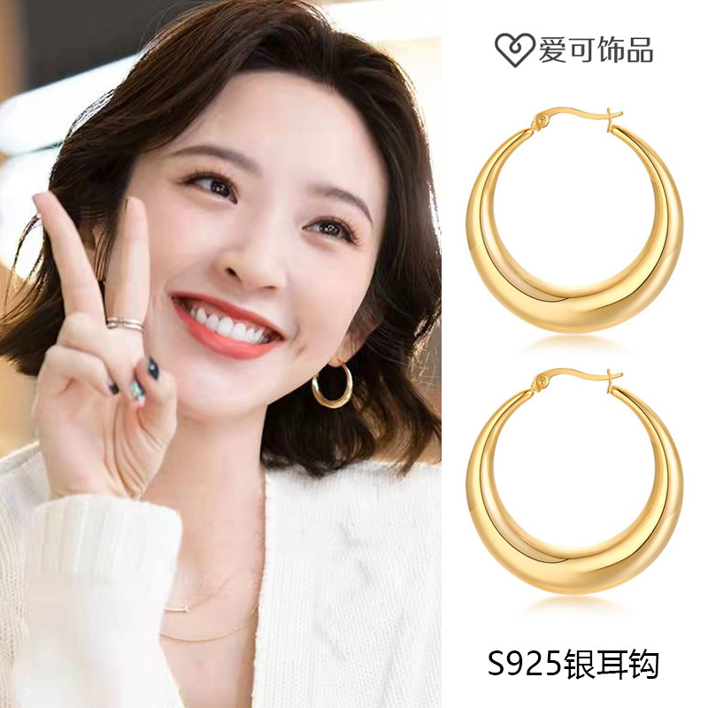 小敏家唐艺昕刘小捷同款耳环2022年新款耳饰韩版简约复古圆耳圈女
