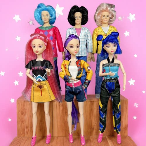 恶魔猎人沙加男团关节可动手办搪胶巴比娃娃kpop猎魔女团模型玩具