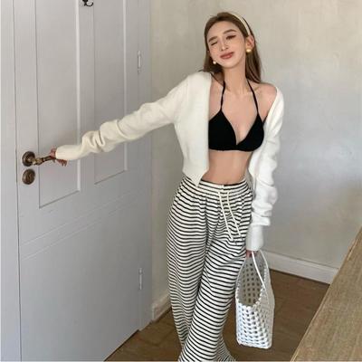 设计感绑带挂脖三角杯内衣女夏季内搭吊带美背比基尼短款背心上衣