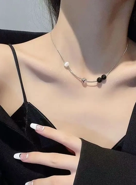 s925银轻奢项链百搭潮锁骨链女蝴蝶简约小众高级感气质毛衣链饰品