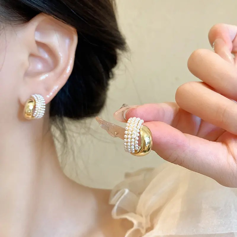 S925银针轻奢小众蝴蝶结珍珠耳钉百搭气质长款流苏耳环高级感耳饰